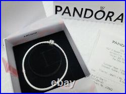 Pandora Silver Bracelet with Love Mom Heart European Charms Size M 20CM