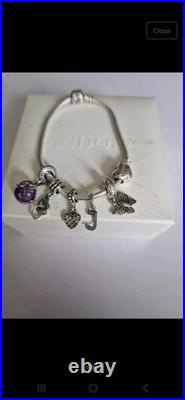 Pandora Silver Charm Bracelet & Mixed Charms. Boxed