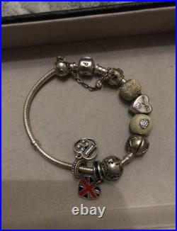Pandora Silver Charm Bracelet With 8 Charms