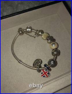 Pandora Silver Charm Bracelet With 8 Charms