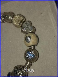 Pandora Silver Charm Bracelet With 8 Charms