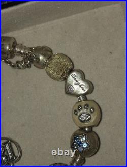 Pandora Silver Charm Bracelet With 8 Charms
