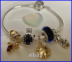 Pandora Silver Charm Bracelet with Gold Accents 19cm Heart, Bee, Sun Crown Pandora Silver Charm Bracelet with Gold Accents 19cm Heart, Bee, Sun Crown