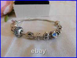 Pandora Sterling Silver Beaded Charm Bracelet with Ten Charms
