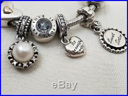 Pandora Sterling Silver Charm Bracelet With 18 Sterling Silver Charms/Clips