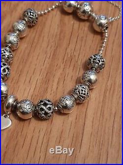 Pandora Sterling Silver Essence Beaded Bracelet with 13 Assorted Charms