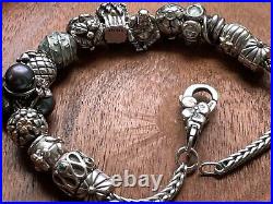 Pandora and trollbead sterling silver charm bracelet with15 charms