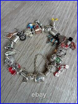 Pandora bracelet with charms 925 silver used