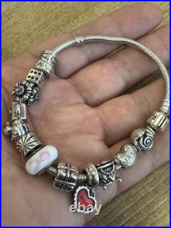 Pandora bracelet with charms 925 silver used Pandora bracelet with charms 925 silver used
