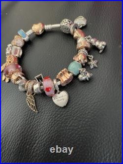 Pandora charm bracelet and 3 Loose Charms. Never Worn