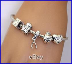 Pandora charms Chamilia bracelet sterling silver bible penguin wishbone boy 7.5