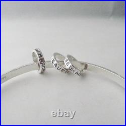 Personalised Charm Bangle Handmade Hammer Finish Sterling Silver Rings UK Made