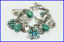 Peyote Bird Sterling Silver & Turquoise Charm Bracelet