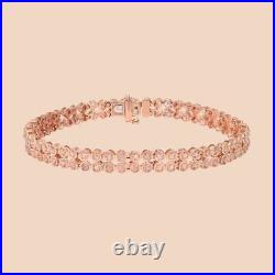 Pink Diamond Tennis Bracelet in Rose Gold Over Silver Size 7.5 Wt. 11.89 Grams