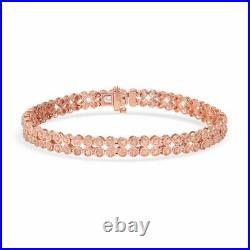 Pink Diamond Tennis Bracelet in Rose Gold Over Silver Size 7.5 Wt. 11.89 Grams