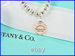 Please Return To Tiffany & Co Rubedo Gold Silver Heart Charm Bead Bracelet 6.75