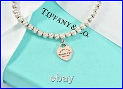 Please Return To Tiffany & Co Rubedo Gold Silver Heart Charm Bead Bracelet 6.75