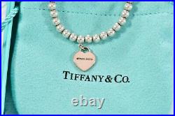 Please Return To Tiffany & Co Rubedo Gold Silver Heart Charm Bead Bracelet 6.75