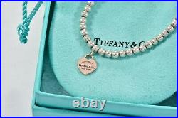 Please Return To Tiffany & Co Rubedo Gold Silver Heart Charm Bead Bracelet 6.75