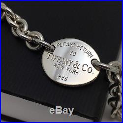 Please Return To Tiffany & Co Silver New York Oval Tag Charm Bracelet 7.75