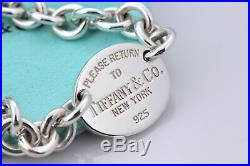 Please Return To Tiffany & Co. Silver Oval Tag Charm 7.5 Bracelet withPackaging