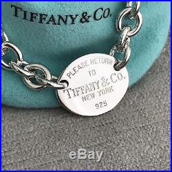 Please Return To Tiffany & Co. Silver Oval Tag Charm Bracelet