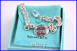 Please Return To Tiffany & Co Silver Oval Tag Love Charm Bracelet 8 with Pouch