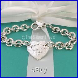 Please Return To Tiffany & Co Sterling Silver Center Heart Tag Charm Bracelet
