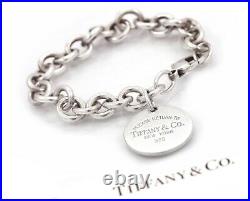 Please Return To Tiffany & Co. Sterling Silver Circle Tag Charm Bracelet 7.5