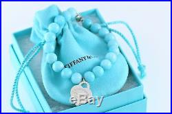 Please Return to Tiffany & Co. Silver Heart Charm Amazonite 8mm Bead Bracelet