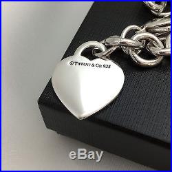 Please Return to Tiffany & Co Silver Heart Tag Charm Bracelet 8.25