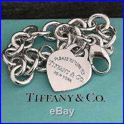 Please Return to Tiffany & Co Sterling Silver Heart Tag Charm Bracelet 7.75