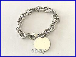 Please Return to Tiffany&Co. Sterling Silver Round Tag Charm Chain Bracelet7 3/4