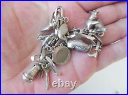 Pretty, Old Bracelet, Silver, Charm Bracelet With 10 Beautiful Pendant, Charms