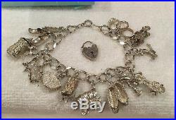 QUALITY VINTAGE SOLID Sterling Silver CHARM Bracelet-13 CHARMS + ONE-53.10 grams