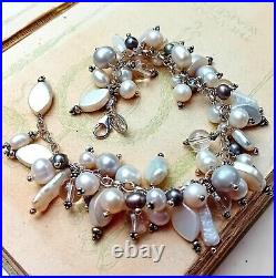 Quirky Designer Charm Bracelet Loaded with a Mixture of Pearls and Crystals