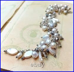 Quirky Designer Charm Bracelet Loaded with a Mixture of Pearls and Crystals