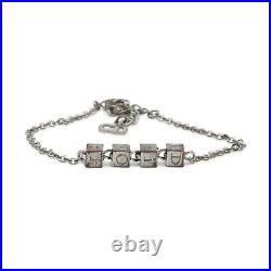 RARE Authentic Dior Vintage Silver Logo Dior Block Charm Bracelet + Accessories