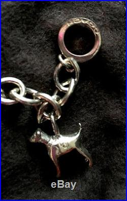 RARE COACH STERLING SILVER CHARM BRACELET with DOG, TAG, SHOE, HEART, PURSE