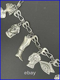 RARE Gianluca Anzani Milagros Charm Bracelet Frida Kahlo Style Body Parts Silver
