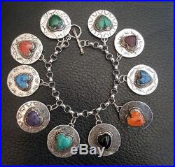 RARE Joan Slifka Sterling Silver gemstone GARDEN THEME Charm Bracelet