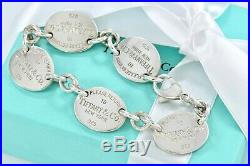RARE Return To Tiffany & Co. Sterling Silver 5 Oval Tags Charm 8 Bracelet BOXED