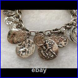 RARE Silpada Oxidized Sterling Roman Coin Cha Cha Charm Bracelet B1624