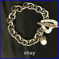 RARE Silpada Pearl Charm Toggle Heart Bracelet Sterling Silver. 925 VTG HTF WOW