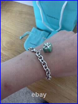 RARE Tiffany & Co Gift Box Charm Sterling Silver bracelet With Box And Pouch