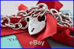 RARE Tiffany & Co. Locks Sterling Silver Keyhole Heart Charm 7.5 Bracelet