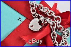 RARE Tiffany & Co. Locks Sterling Silver Keyhole Heart Charm 7.5 Bracelet