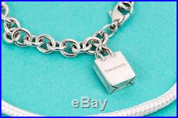 RARE Tiffany Shopping Bag Charm Bracelet 925 Sterling Silver 7 Inch
