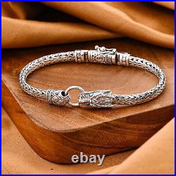 ROYAL BALI Silver Dragon Head Bracelet Size 7.5 Inches with Fancy Clasp