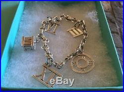 Rare 2003 Tiffany & Co Roman Numeral (5) Charms Silver Bracelet (100% Authentic)